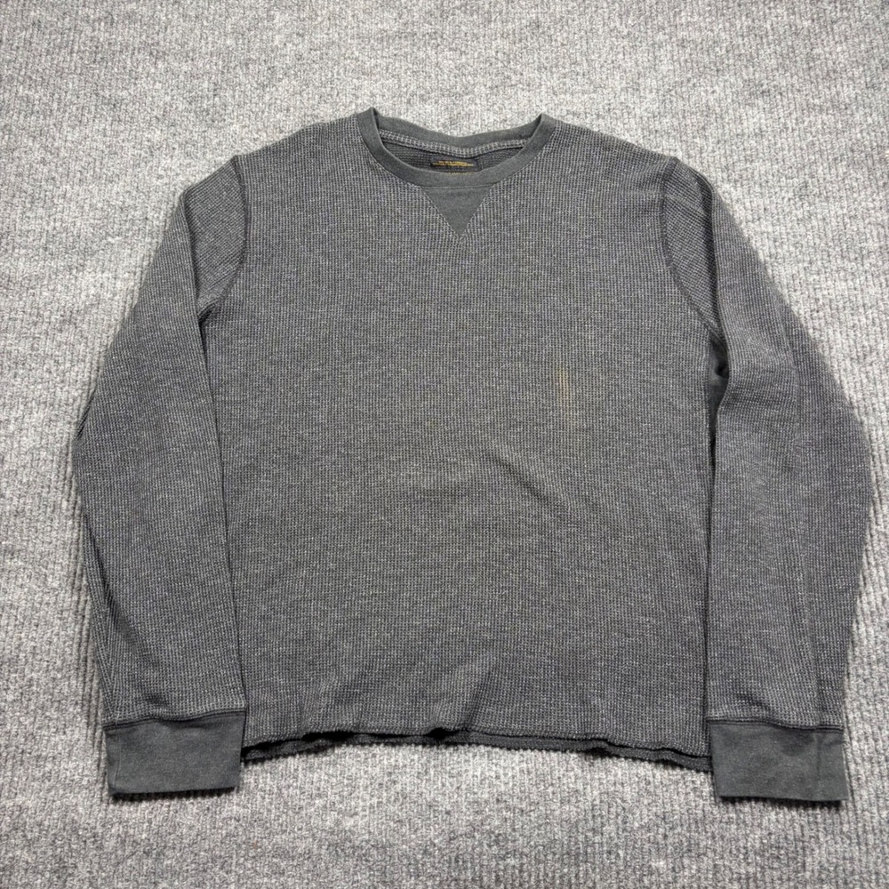 Vintage Lucky Brand Shirt Mens XL StrongThermal Gray Waffle Knit Long Sleeve Tee